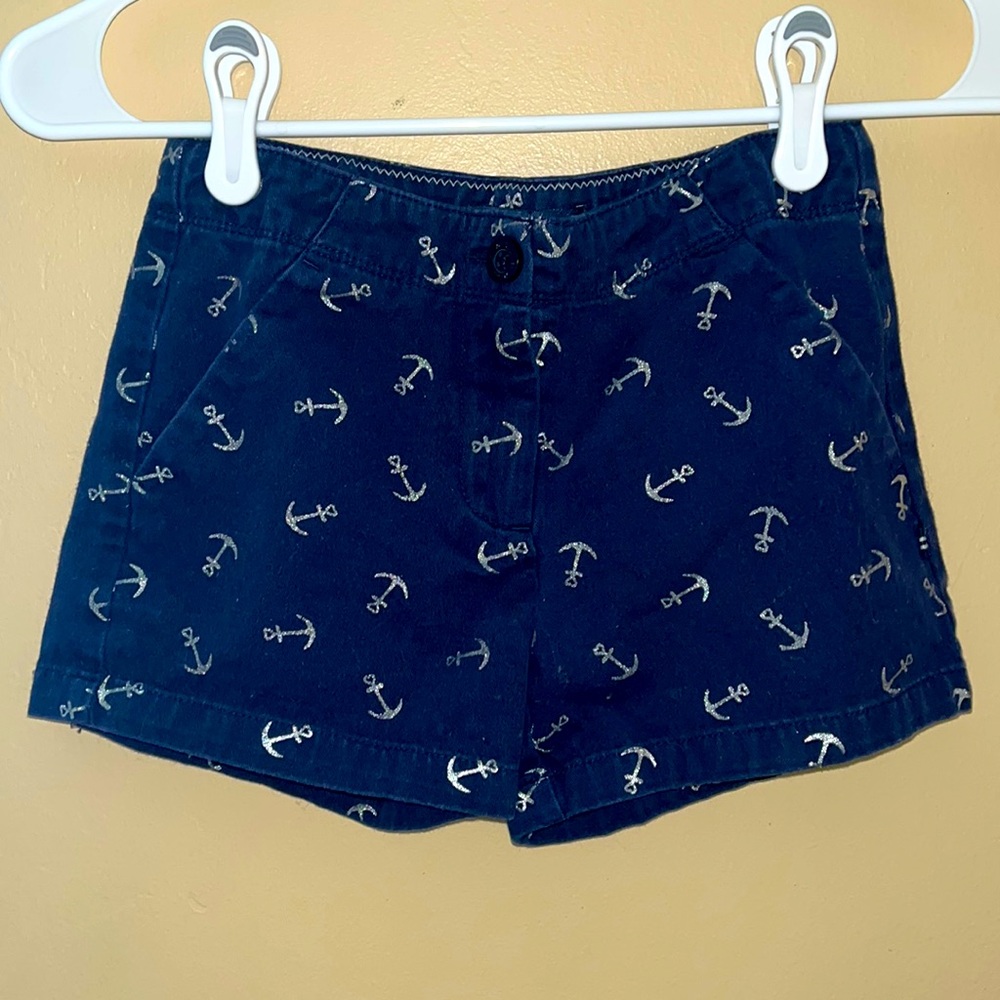 Girls Nautica shorts with cute silver anchor print.